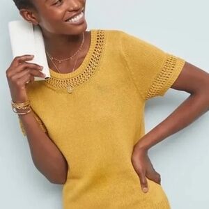 Anthropologie Lattice Trim Sweater Tee